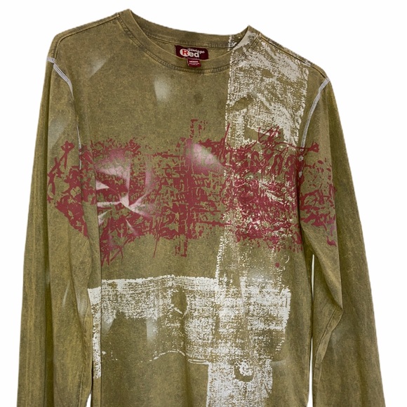 Vintage Red Shirts Vintage Red Tee Shirt Long Sleeve Paint Splatter